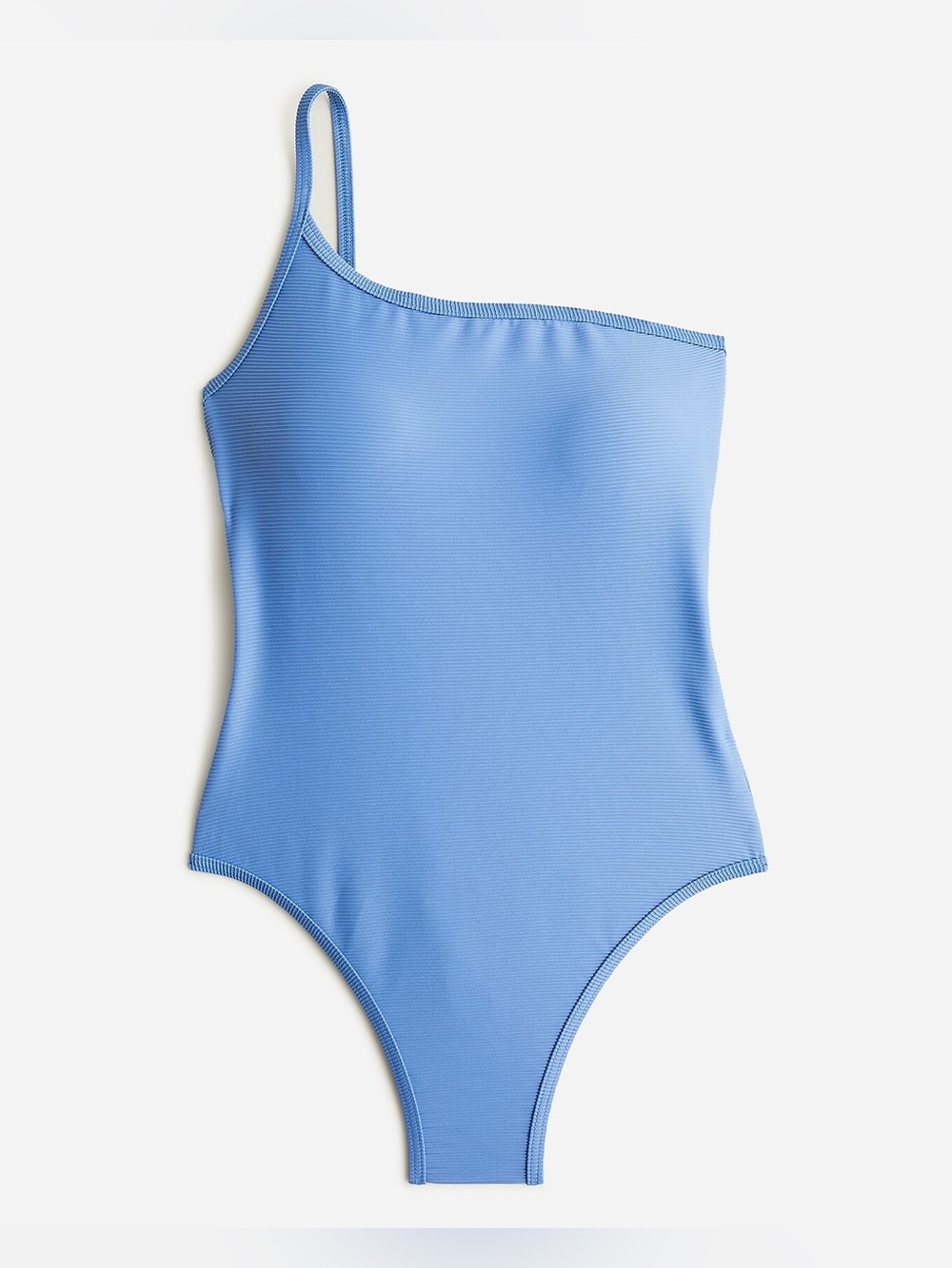 J Crew Light Blue Women's Ribbed One Strap One-Piece Swimsuit size 8 EUC